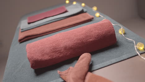 spa towels and massage table