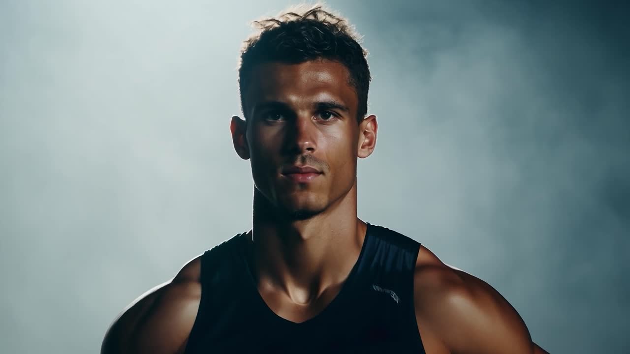 Uomo muscoloso con uno sguardo determinato