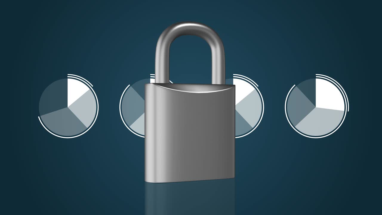 데이터 보호, 디지털 보안, 그래프 다이어그램으로 애니메이션