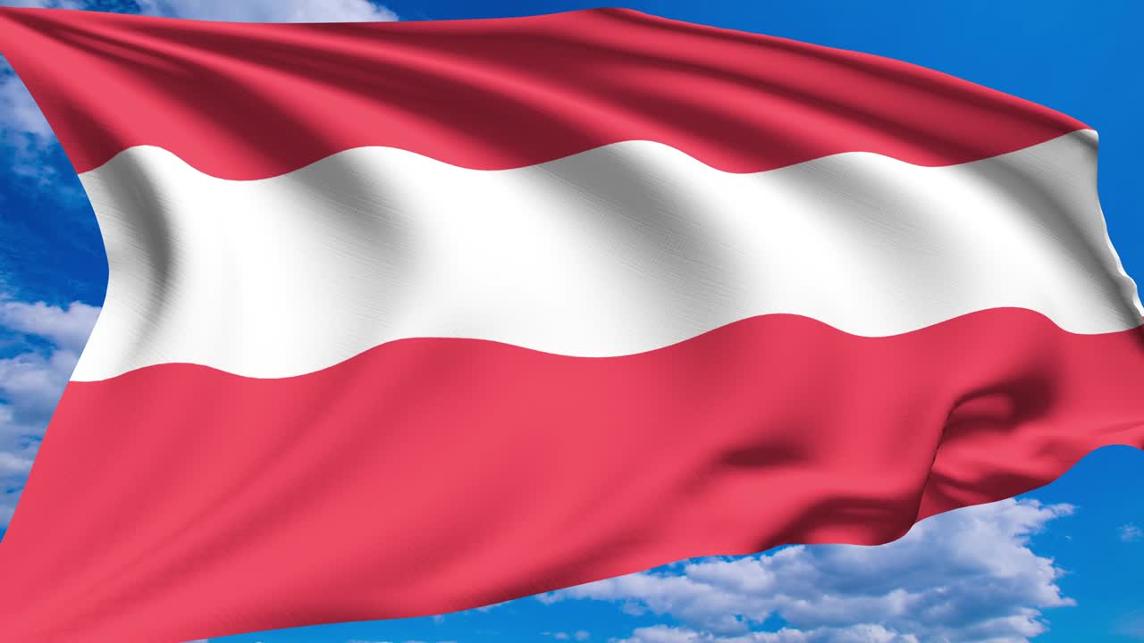 bandera de austria contra un cielo nublado (canal alfa, en bucle)