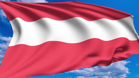 flag of austria against a cloudy sky (alpha channel, loopable)