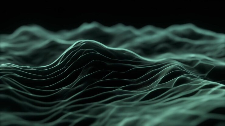 Abstract Green Digital Wave Motion Background