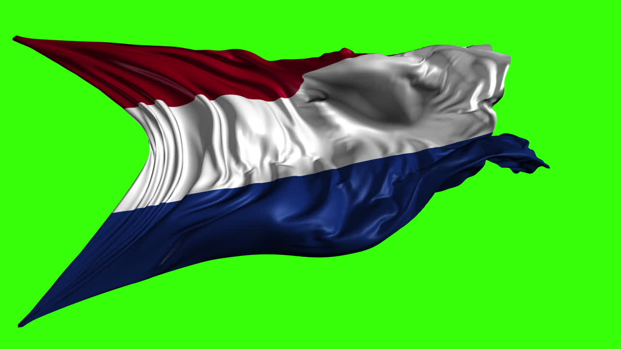 Dutch flag waving on green screen