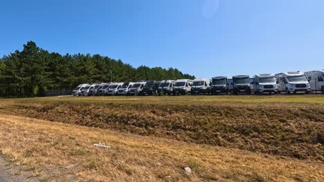 line of caravans in a grassy area