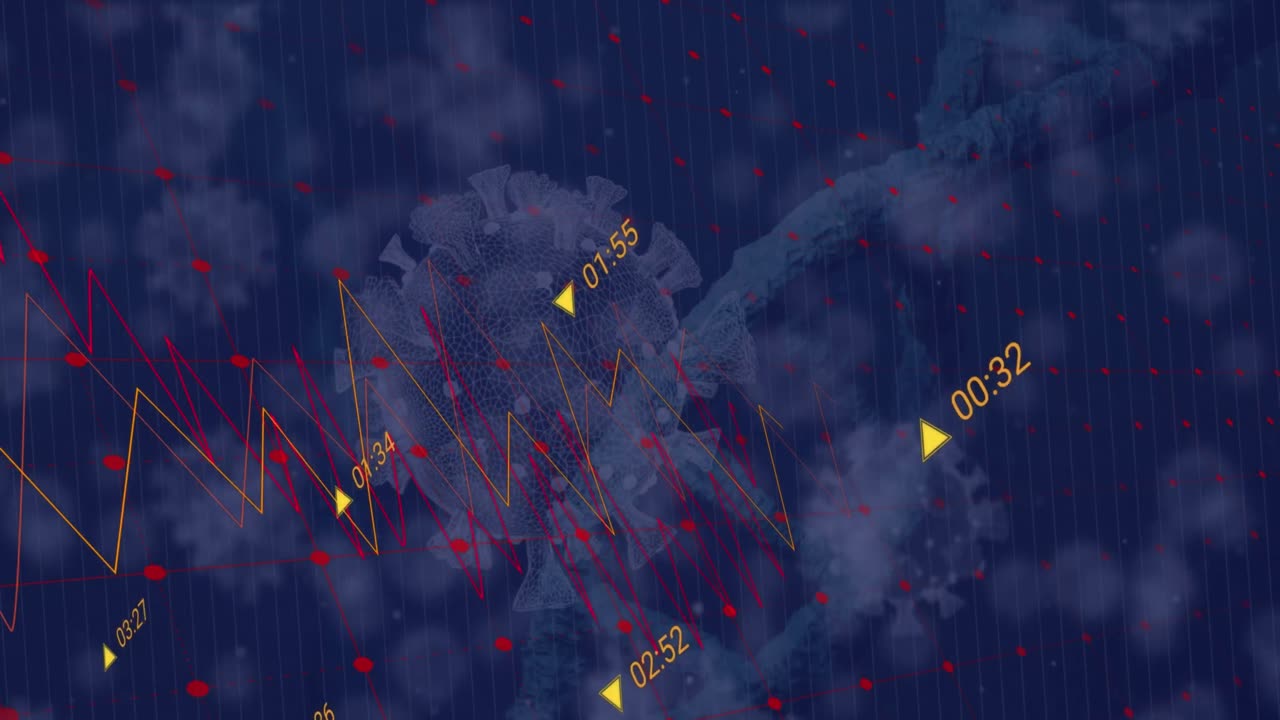 코로나 19 바이러스 세포에 대한 데이터 처리 애니메이션