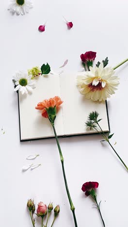 floral arrangement on a notebook