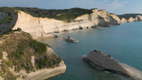 Cinematic-Establishing-Shot-Over-Cape-Drastis,-Corfu,-Greece