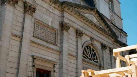 tracking shot from wooden scaffolding at church, annecy france