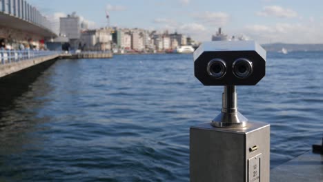 tourist binoculars overlooking the bosphorus in istanbul