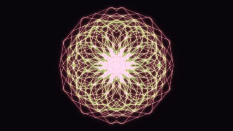 Geometrische-Heilige-Geometrie,-Nahtlose-VJ-Schleife,-Psychedelische,-Spirituelle-Muster,-Schwarzer-Hintergrund