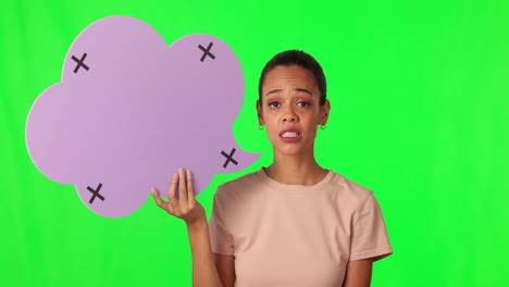 green screen face, speech bubble