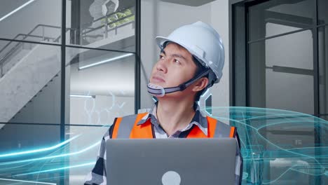 engineer reviewing automotive design in modern office