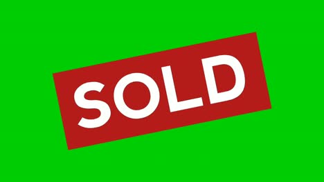 sold text animation motion graphics in red rectangle on green screen for flash sales,black friday, shopping or discount projects business concept