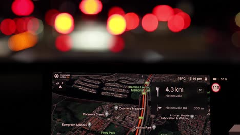 car navigation system during night drive