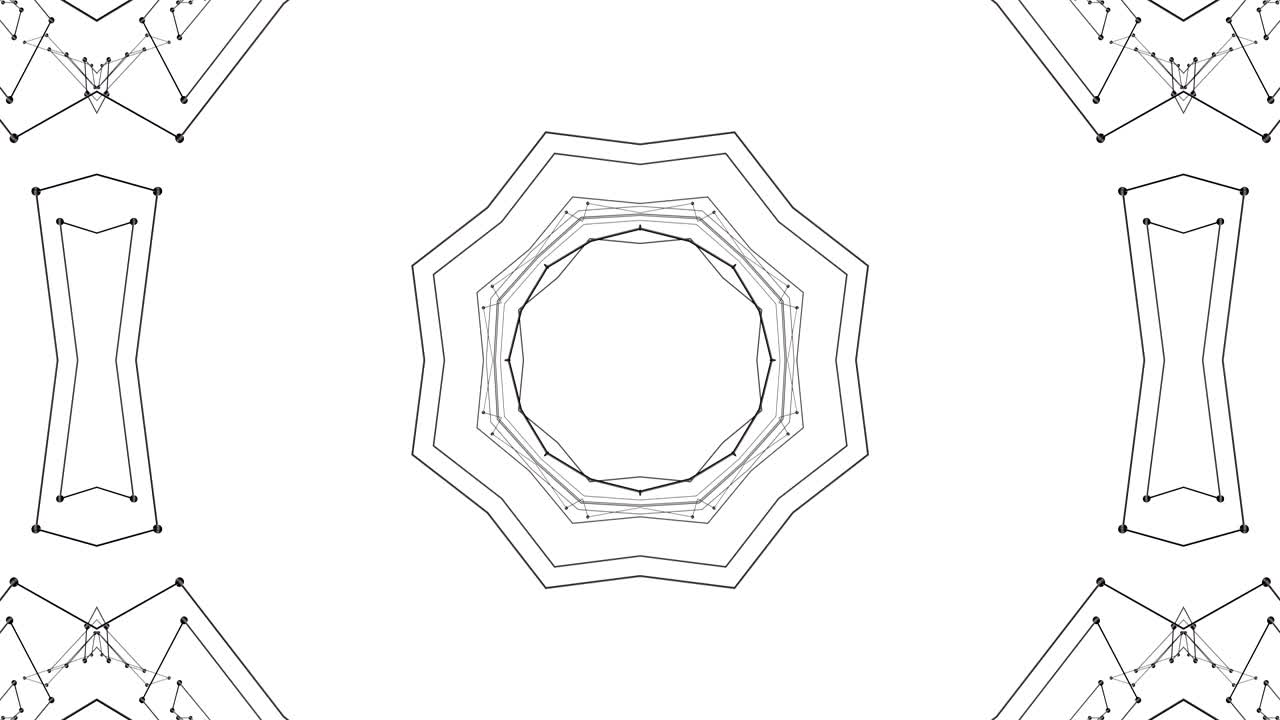 추상적인 와이어 프레임 루프 배경, 4k에서 3d 원활한 애니메이션, 블랙 그리드 v1의 원형 기하학