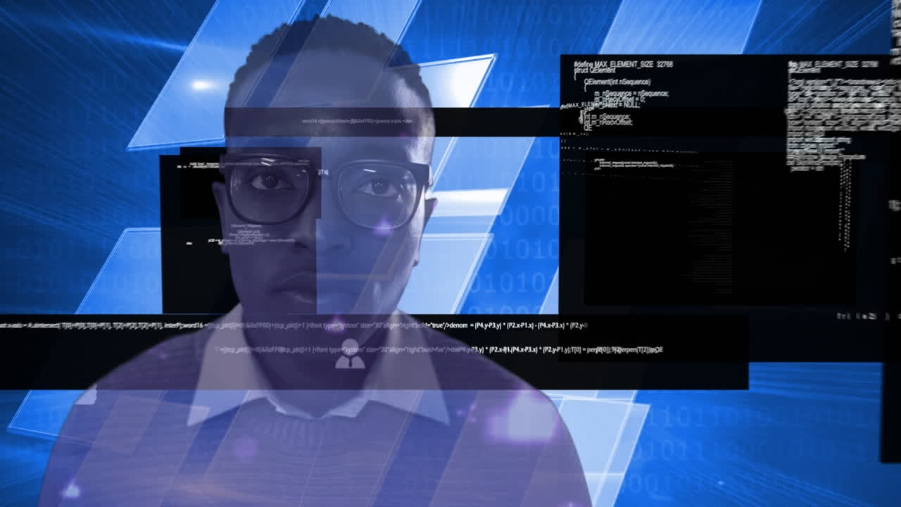 Animering av databehandling över afroamerikansk man