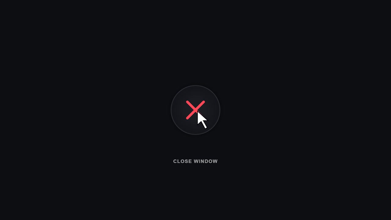 Computer Mouse Cursor Clicking Close Window Button on Dark Interface