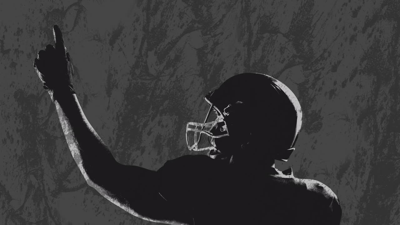 Animazione di un giocatore di football americano su sfondo grigio