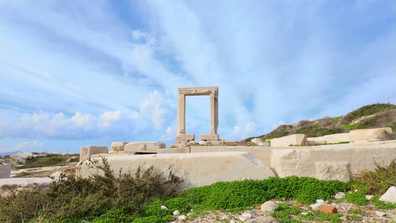 Time lapse view of the famous Portara at Naxos island