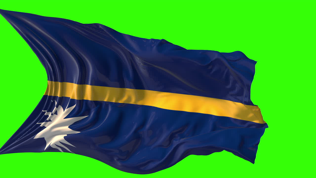 Waving Flag of Nauru on Green Screen