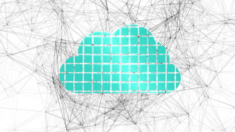 Cloud computing graphic on black and white background