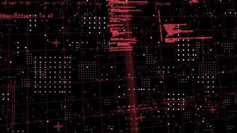 dots forming square and data processing against black background