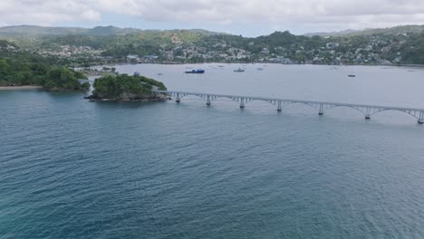 aerial view of cayo linares with bridges of samana