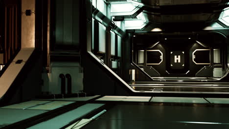 corredor de nave espacial realista y futurista de ciencia ficción