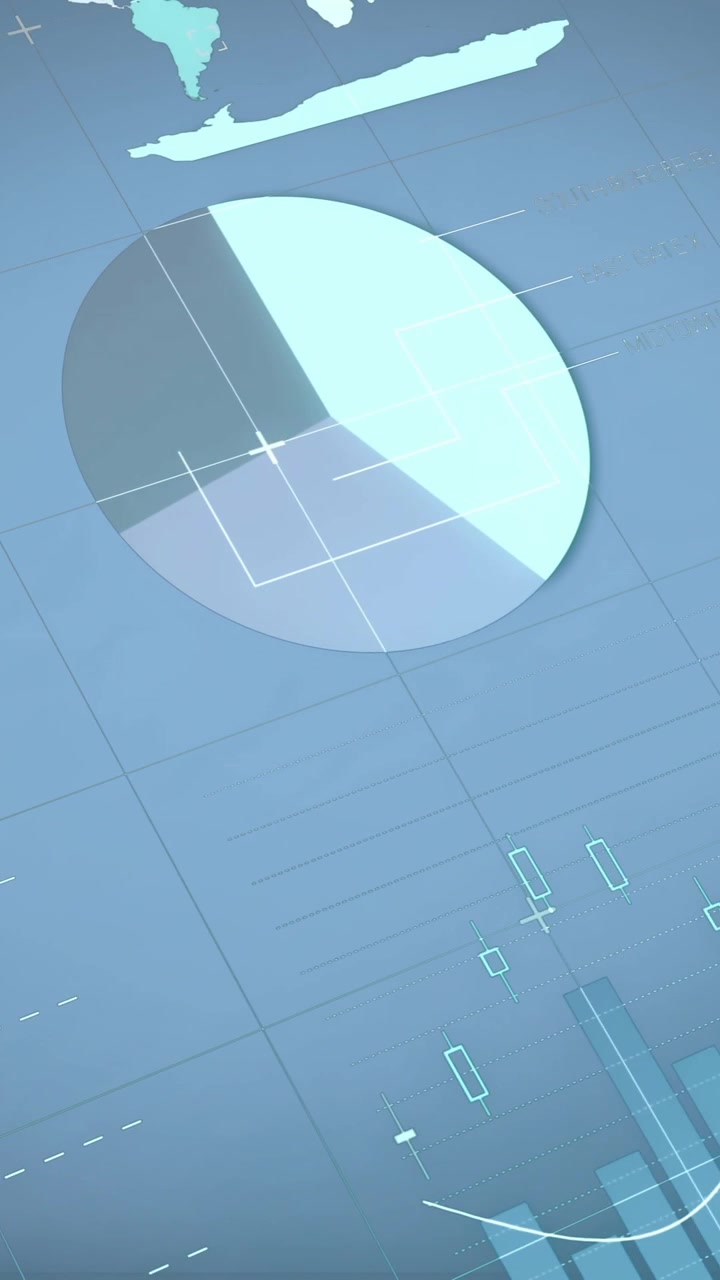 Animation of multicolored infographic interface against blue background