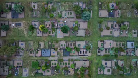 liepāja south cemetery - symmetrical gravestones from a downward view, latvia