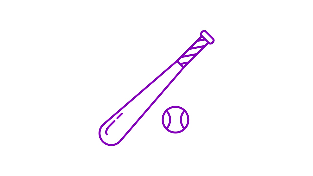 Disegno animato di una mazza e una palla da baseball