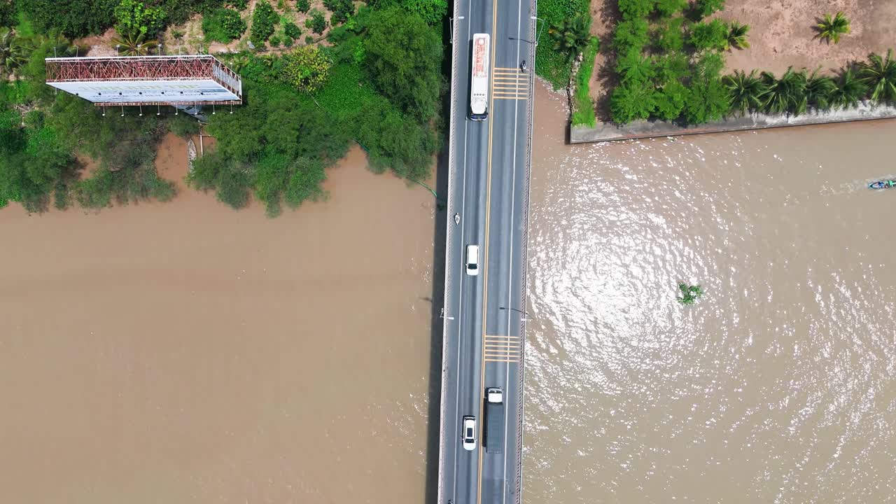 Aerial View of the Road in Ben Tre.