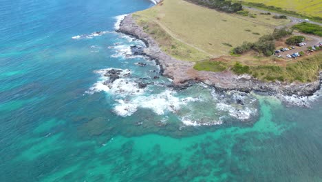 Arrecife-Tropical-Costero-En-La-Isla-De-Maui,-Hawaii---Vista-Aérea