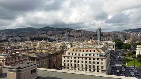 Drone-panning-in-Genova,-Italy