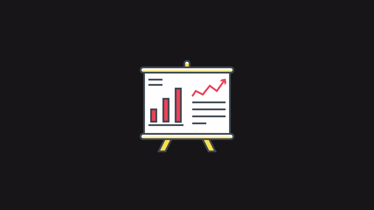 Animated Icon of a Presentation Board Displaying Business Growth