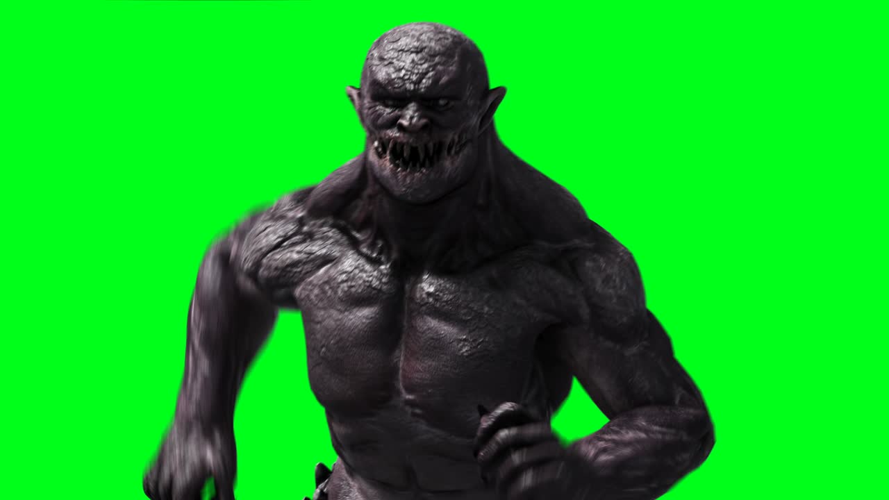 animación de monstruos aterradores. físico, movimiento, desenfoque. animación realista en 4k. pantalla verde