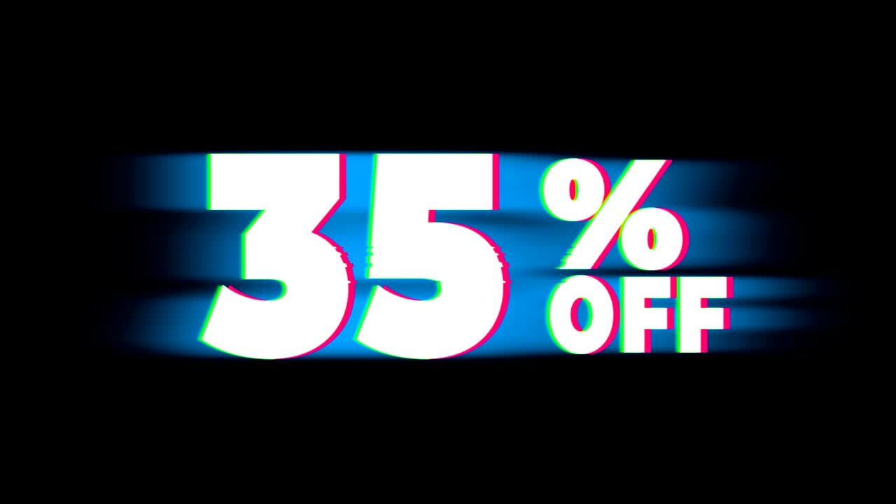 el 35% de descuento en el texto es una promoción de efectos de glitch vintage.