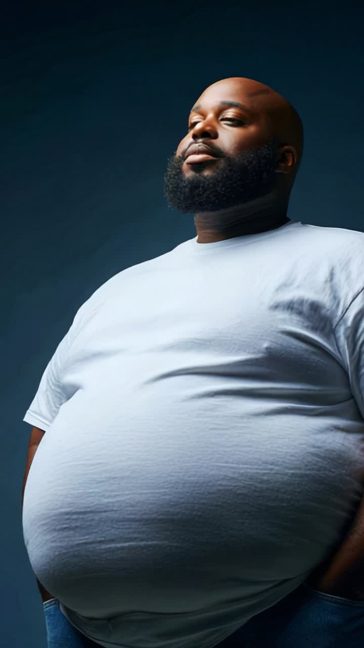 A confident individual with a relaxed demeanor, wearing a simple white shirt, stands in a dark background, exuding self-assurance and composure in every frame
