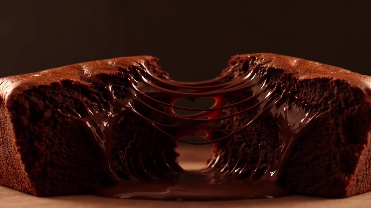 Tortino al cioccolato dal cuore morbido che viene aperto