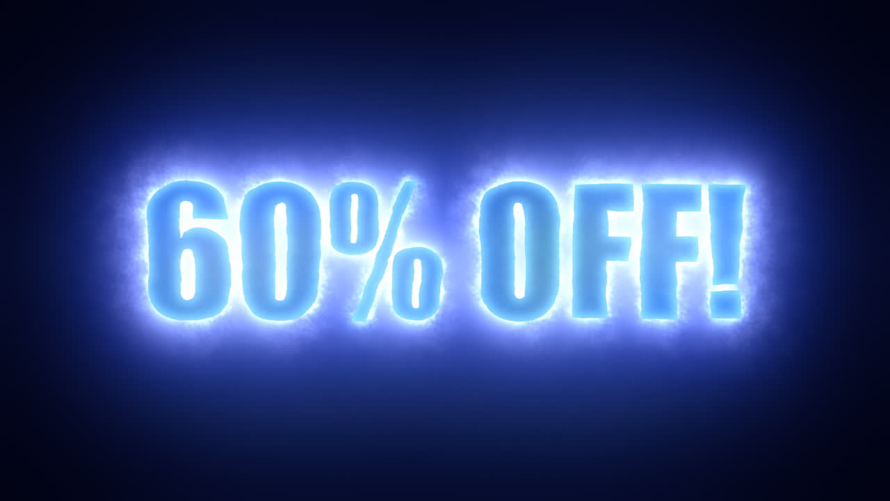 el texto al sesenta por ciento de descuento, rodeado por una nube energética de electricidad