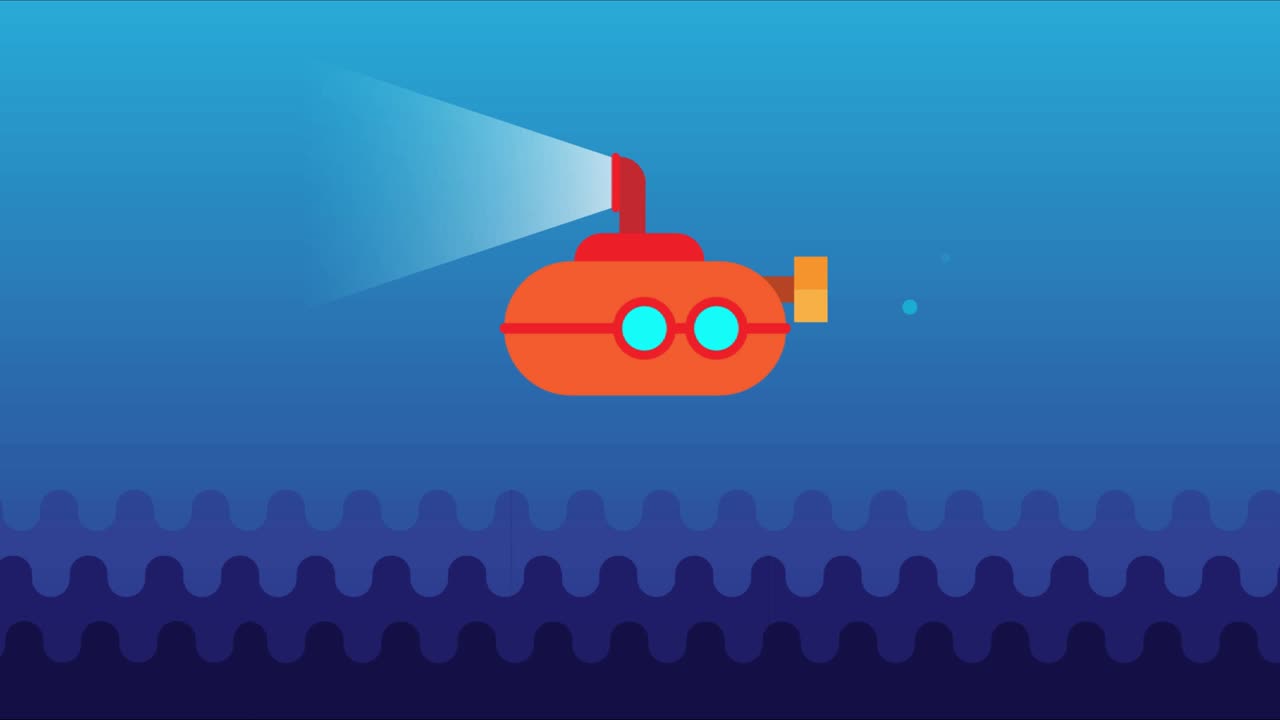 애니메이트 된 수중 잠수함