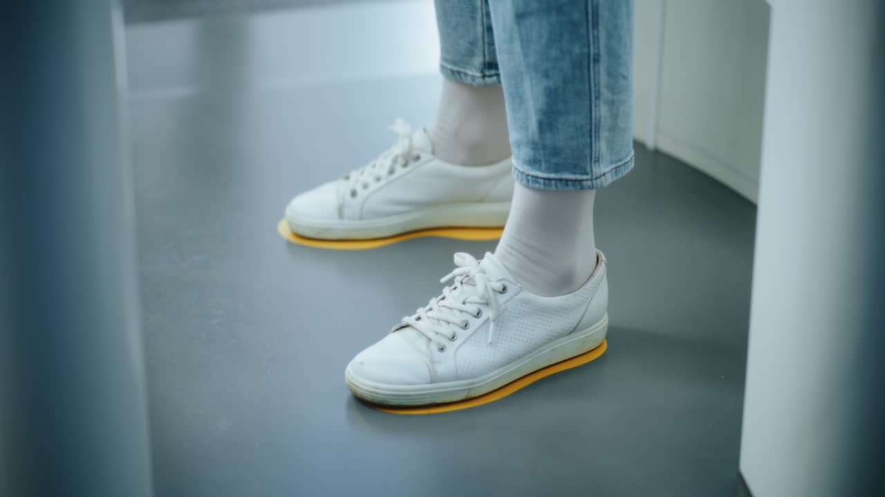 persona que pasa por el escáner de seguridad