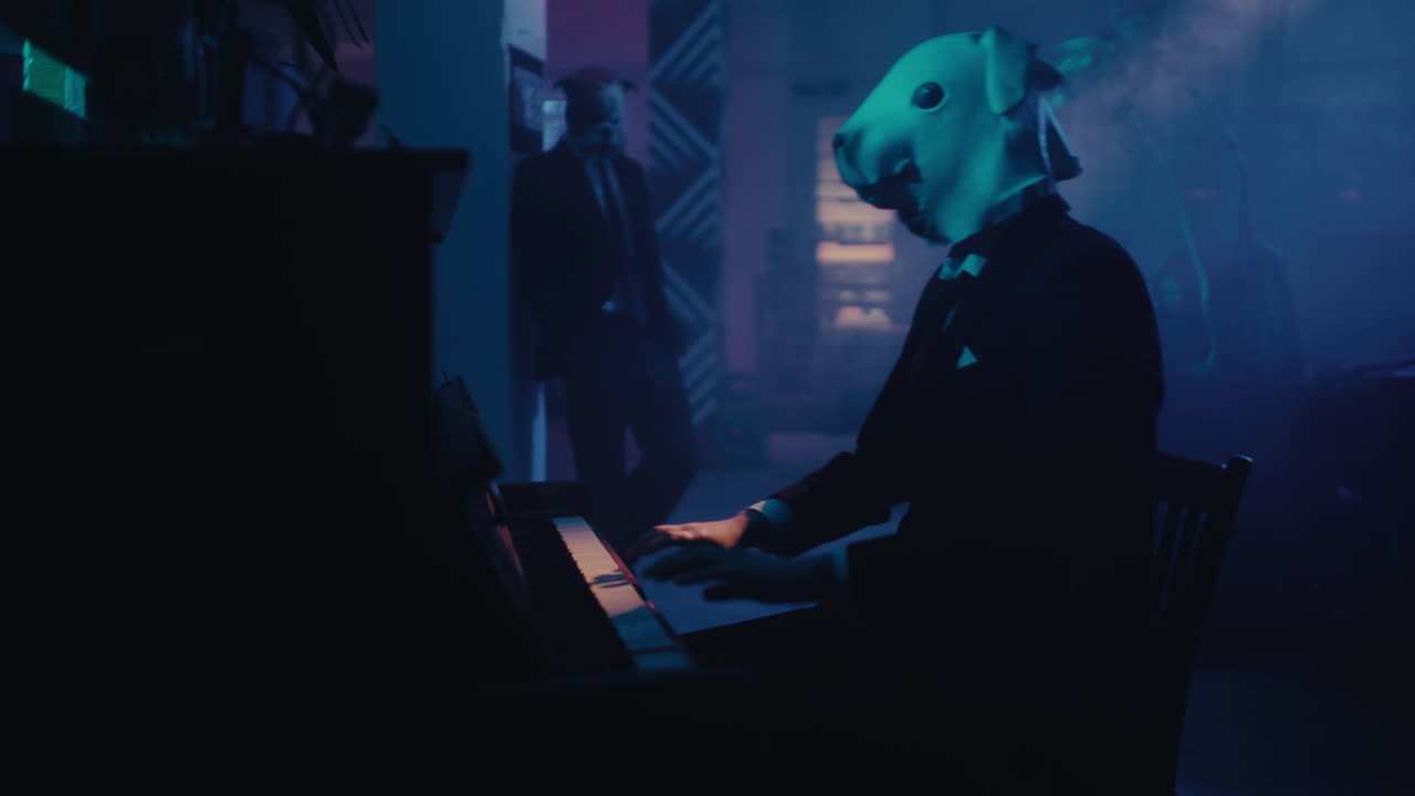Mysterious Musician in a Mask