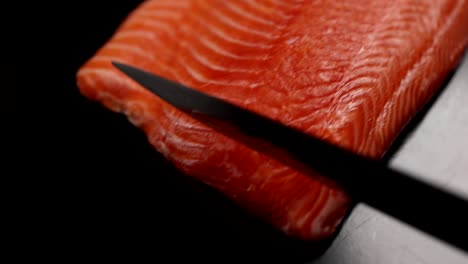 slicing salmon