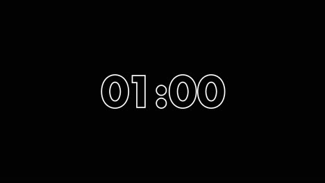 compte à rebours d'une minute sur la typographie futura 2 en noir et blanc