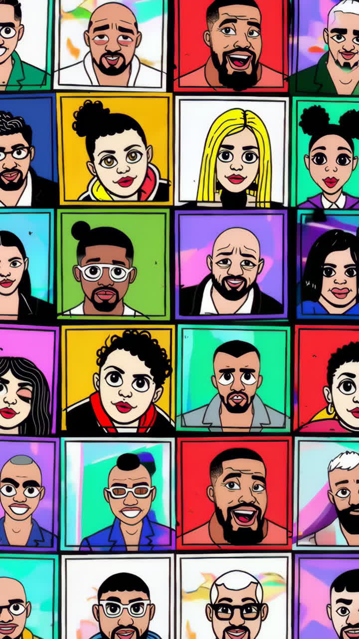 Grid of Diverse Cartoon Avatars