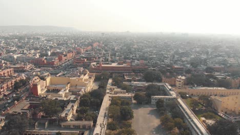 scenic cityscape view of jaipur city in rajasthan, india - aerial