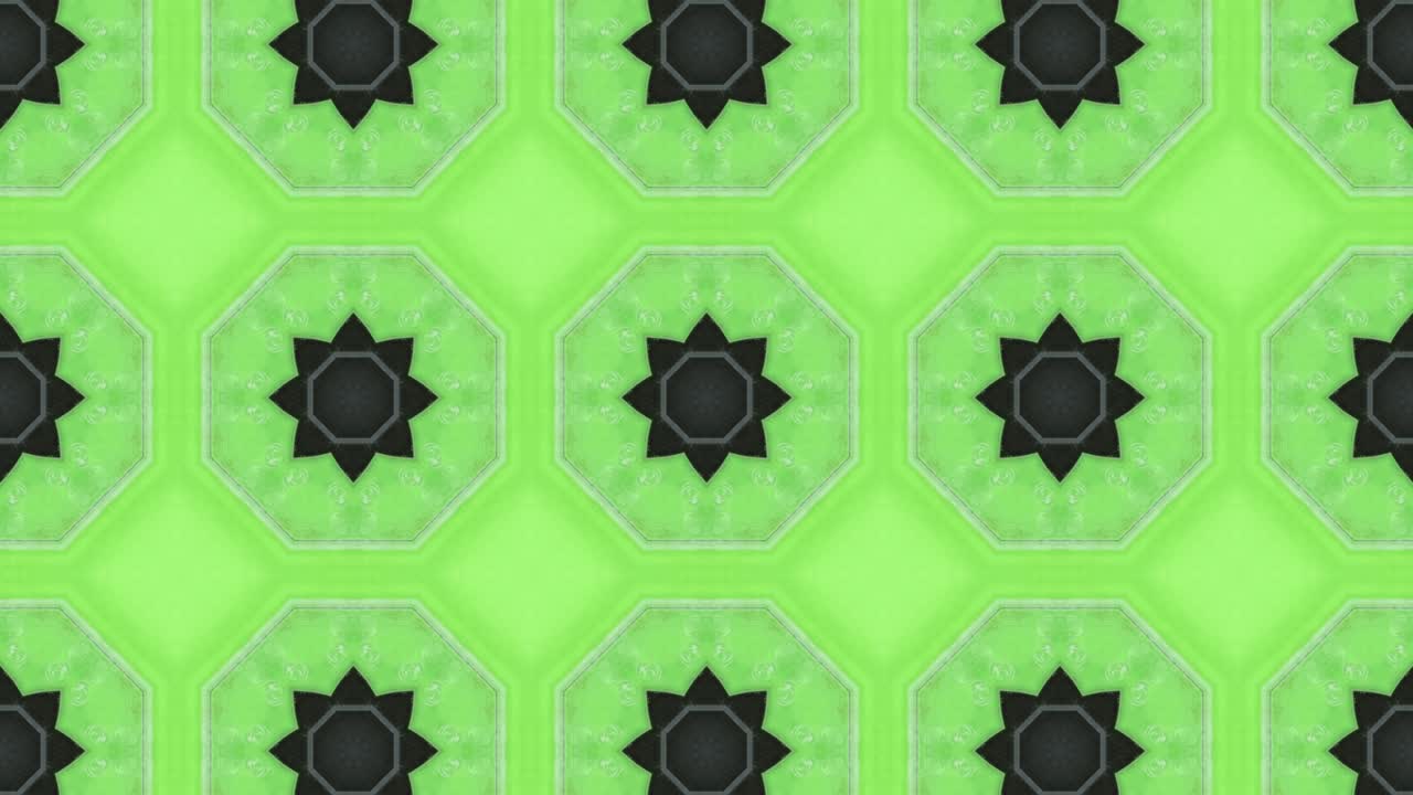 Mosaic pattern with a simple design that is symmetrical. A looped motion graphic on a green background