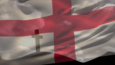 animation of christian cross and flag of england