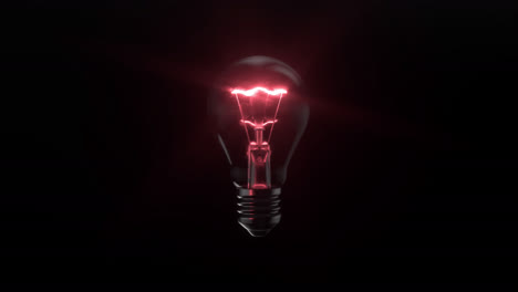 glowing red light bulb on a black background